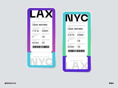 Boarding Pass boarding challenge dailyui lax nyc pass