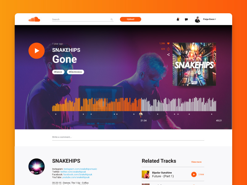 Soundcloud Song Layout UI Challenge design redesign music challenge weekly layout song soundcloud ui