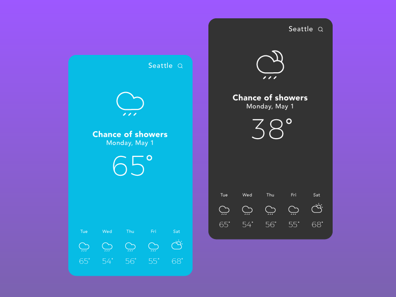 Weather App mobile blue black seattle challenge ui app weather