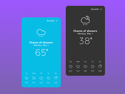 Weather App app black blue challenge mobile seattle ui weather