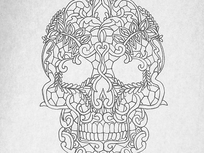 Til death do us art design drawing geometic illustration ornate outline sharpie skull tattoo tattoo design