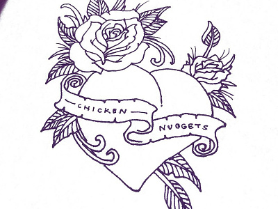 One true love chicken nuggets drawing illustration roses sharpie tattoo tattoo drawing