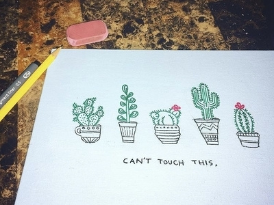 Don't be a prick cactus design drawing freehand illustration marker pots pun spike