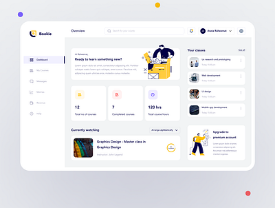 Bookie - Educational Dashboard creativity design designer designers minimal typography ui website