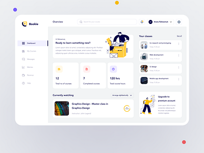 Bookie - Educational Dashboard creativity design designer designers minimal typography ui website