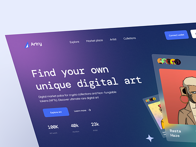 NFT Marketplace Website 3d animation branding creativity design designers illustration logo minimal motion graphics typography ui ux