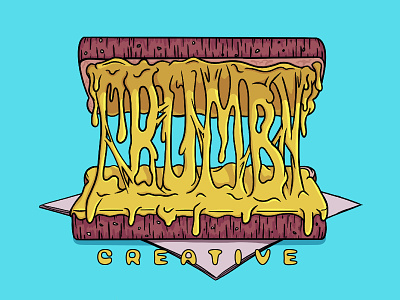 Melted branding bread cheesy crumby crumby creative design food grilled cheese hand drawn illustration ipadpro logo melt melted procreate sandwich toast toasted typography