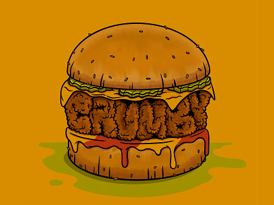 Cheeseburger branding burger cartoon cheese cheeseburger crumby design food hamburger hand drawn illustration ipad pro ketchup mustard pickles procreate