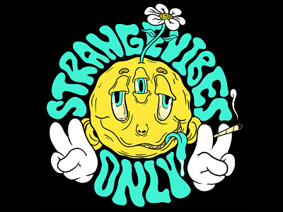 Strange Vibes Only branding cartoon crumby crumby creative face flower hand hand drawn illustration only procreate psychedelic smiley strange trippy typography vibes