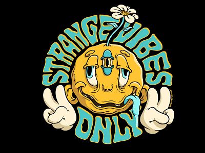 Strange Vibes Only Vector Art adobe illustrator cartoon cartoon style creative cloud crumby crumby creative daisy drawing flower illustration nebraska pen tool psychedelic sketch smiley smiley face strange vector vector art vibes