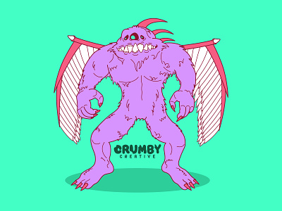 Giant Hairy Space Creature Capable of Flight character character design color concept creative crumby game hand drawn illustration illustrator cc japan kaiju kids monster original outer scary space teeth wings