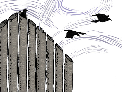 Detail: Pipes and Birds birds commission digital drawing illustration ink music organ pipes wind