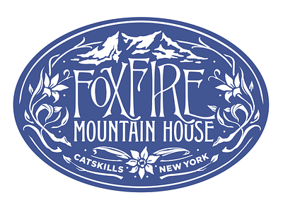 Foxfire Mountain House Luggage Patch Identity - Round 1 art nouveau catskills custom drawing floral hospitality hotel illustration mountain new york ornaments typography