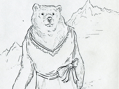 Polar Bear Illustration bear drawing illustration ink linework mountains pen pen and ink polar bear