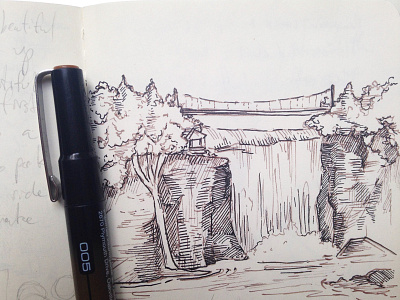 Montmorency Falls Sketchbook Detail canada drawing illustration ink marker nature pen quebec sketch