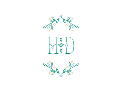 H & D Monogram — Wedding Invitation branches icon initials leaves lettering monogram ornaments type typography