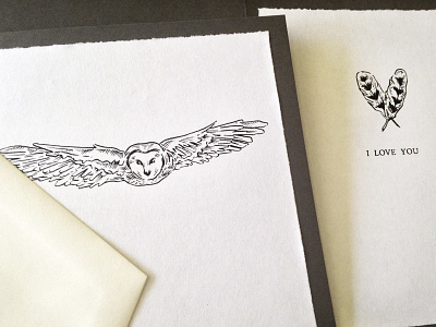 Owl "I Love You" Card card drawing illustration ink line linework love owl pen product retail stationery