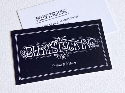 Bluestocking Logo, Business Card blog illustration knitting lettering ligatures logo ornaments type typesetting typography yarn