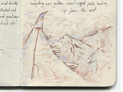 Alaska Sketchbook (Detail) — flying into Anchorage airplane drawing flight flying illustration journal mountains sketchbook travel