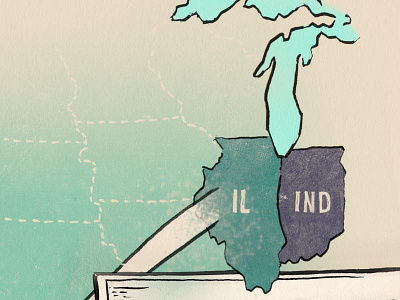 Editorial Illustration / Map Detail drawing great lakes illinois illustration indiana ink map midwest politics u.s. united states wip
