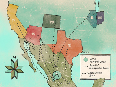 Teen Vogue Illustration — Mexican Repatriation Map design drawing editorial history illustration magazine map mexico united states