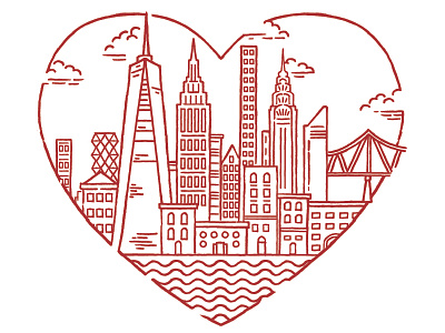 New York City Valentine's Day Card architecture city heart illustration love new york ny nyc skyline valentine valentines day