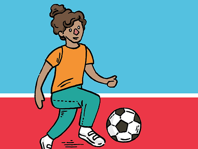 Girl Playing Soccer Illustration art athlete cartoon comic digital drawing graphic illustration scocer sports vector wip