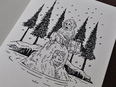 Snow Monkey Christmas Card
