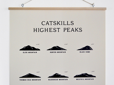 Catskills Highest Peaks Wall Chart catskills chart drawing elevation hiking illustration infographic mountains new york new york state nyc print upstate