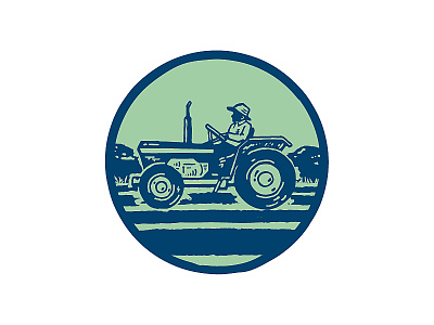 Acevedeo Family Farm — Tractor Icon agriculture art branding circle drawing farm farmer farming green icon identity new york organic pen and ink tractor upstate