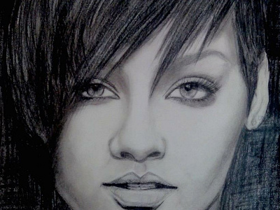 Rihanna pencil drawing portrait art shading