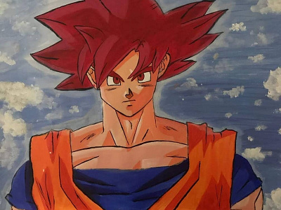 Goku anime cartoon character painting visual art