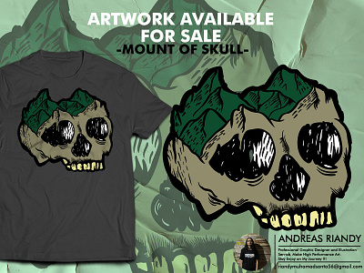 Mount Of Skull apparel art artwork brand branding dark design draw grunge illustration illustrator logo merchandise mountain retro skeleton skull vector vintage