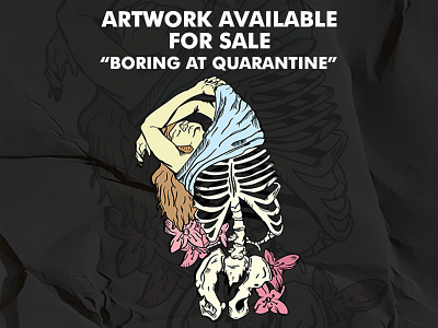 Boring At Quarantine Artwork apparel brand branding clothing design digitalart goods illustration lockdown merchandise pandemic quarantine skateboard skeleton skull streetwear tshirt design vector