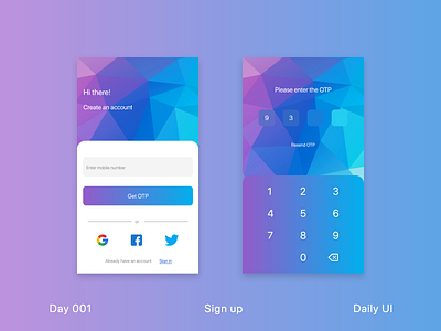 Daily UI - Sign up - 001 adobexd app daily ui design learning mobileui newbie signup ui uichallenge ux