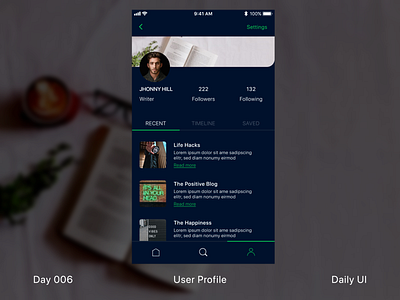 Daily UI - User Profile - 006 adobexd app branding daily ui dailyui006 design dribbble learning mobileui newbie ui uichallenge user interface user profile