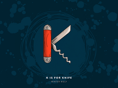 K is for Knife 36 days of type 36 days of type lettering 3d lettering digital drawing doodle drawing graphic design hand lettering illustration illustrator k logo k type knife lettering pocket knife procreate sketch swiss knife typography winter wolf creative