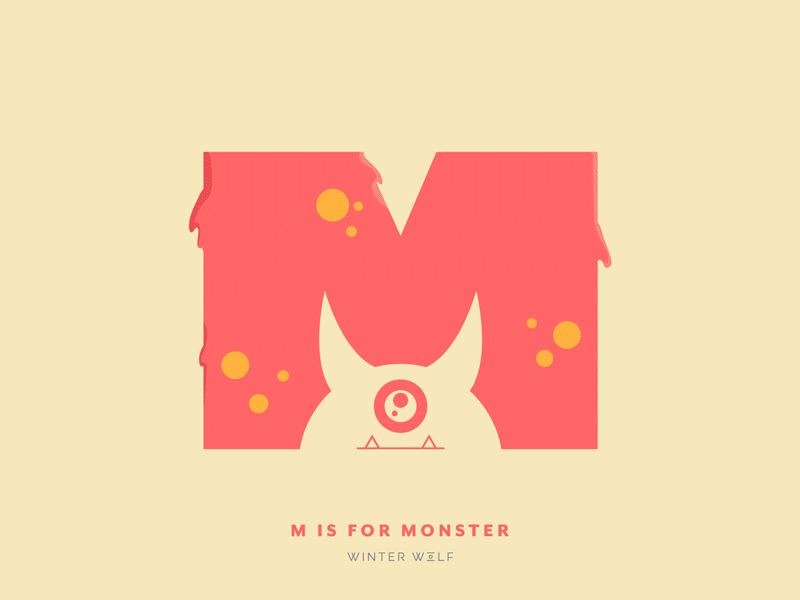 M is for Monster 36 days of type 36 days of type lettering adobe illustrator doodle gif animation graphic design hand lettering illustration illustrator lettering logo m logo monster gif monster logo monster m logo photoshop procreate typography vector winter wolf creative