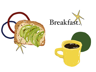 Breakfast avocado toast breakfast breakfast illustration coffee coffee ilustration food illustration toast