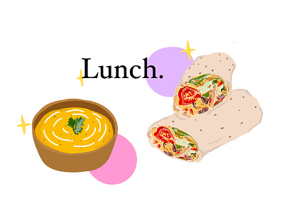 Lunch illustrations lunch lunch illustration pumpkin soup soup vegan vegan illustration vegan wrap veggie wrap wrap