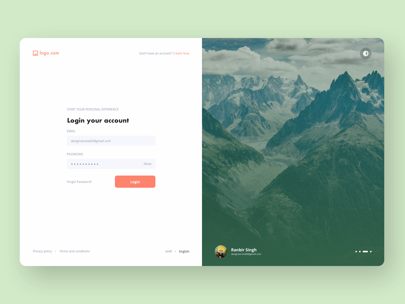 Login page theme by Ranbir Singh on Dribbble