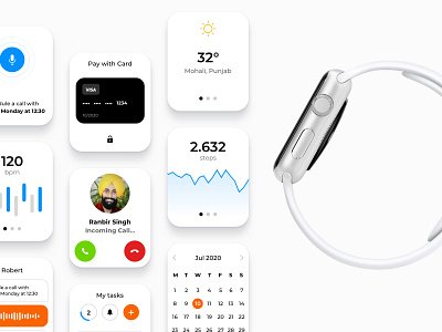 Apple watch widget designs app concept design flat typography ui