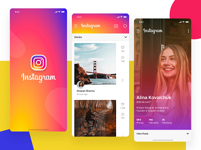 Instagram App iOS UI app concept design flat typography ui