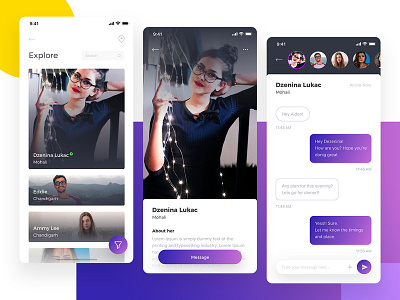 Dating App app concept chat chat app design flat message typography ui