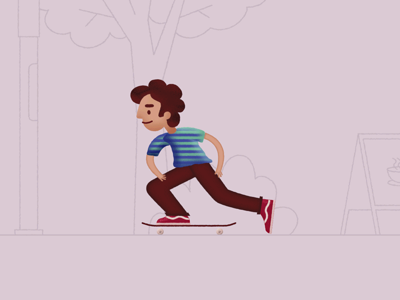 Cruisin' 2d after affects animated gif animation gonz illustration loop skateboarding skating