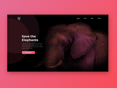 Save the Elephants cause color darktheme darkui design elephant gradient gradientmap gradients graphicdesign help landingpage photoshop ui uidesign uiux ux ux design webdesign website