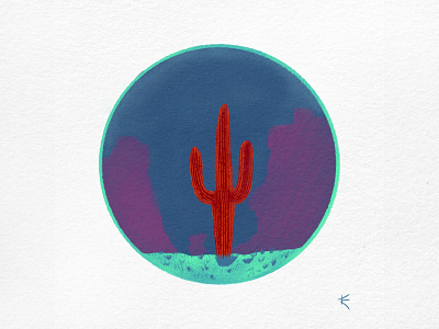 Cactus at Night cactus colorful colorful art desert digital art digital illustration digital pastel editorial art eric sylvester illustration night pastel pastel art pin art pins