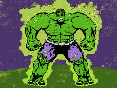 Hulk art challenge accepted colorful comic art comic book digital art digital illustration digital ink green hulk illustration ink jacktober marvel october pop art procreate art purple