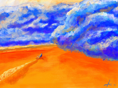 Into the Storm american clouds cool colors cuban desert digital art digital illustration digital painting illustration painting sailing storm sunny sunshine warm colors