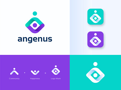 Angenus Logo Design. app best logo designer brand branding care community home care human humanity identity journey logo logo design mark modern logo people seniors spark typography